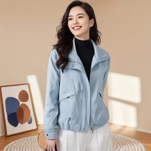 油蜡皮休闲小个子皮夹克外套 时尚 皮衣外套女春秋海宁正品 2026新款