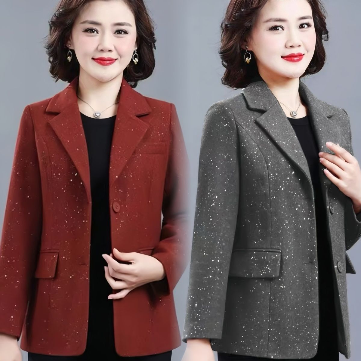 妈妈春秋外套短款小西装40岁50