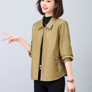 春秋女装 2026新款 百搭休闲大码 外套宽松时尚 皮夹克 海宁皮衣女短款