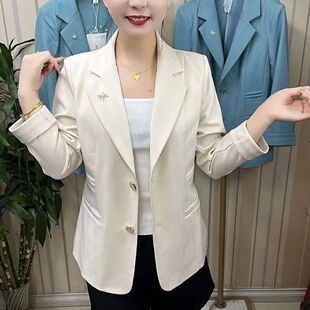 时尚气质西装外套女2025春装新款高端西服百搭修身小个子洋气上衣