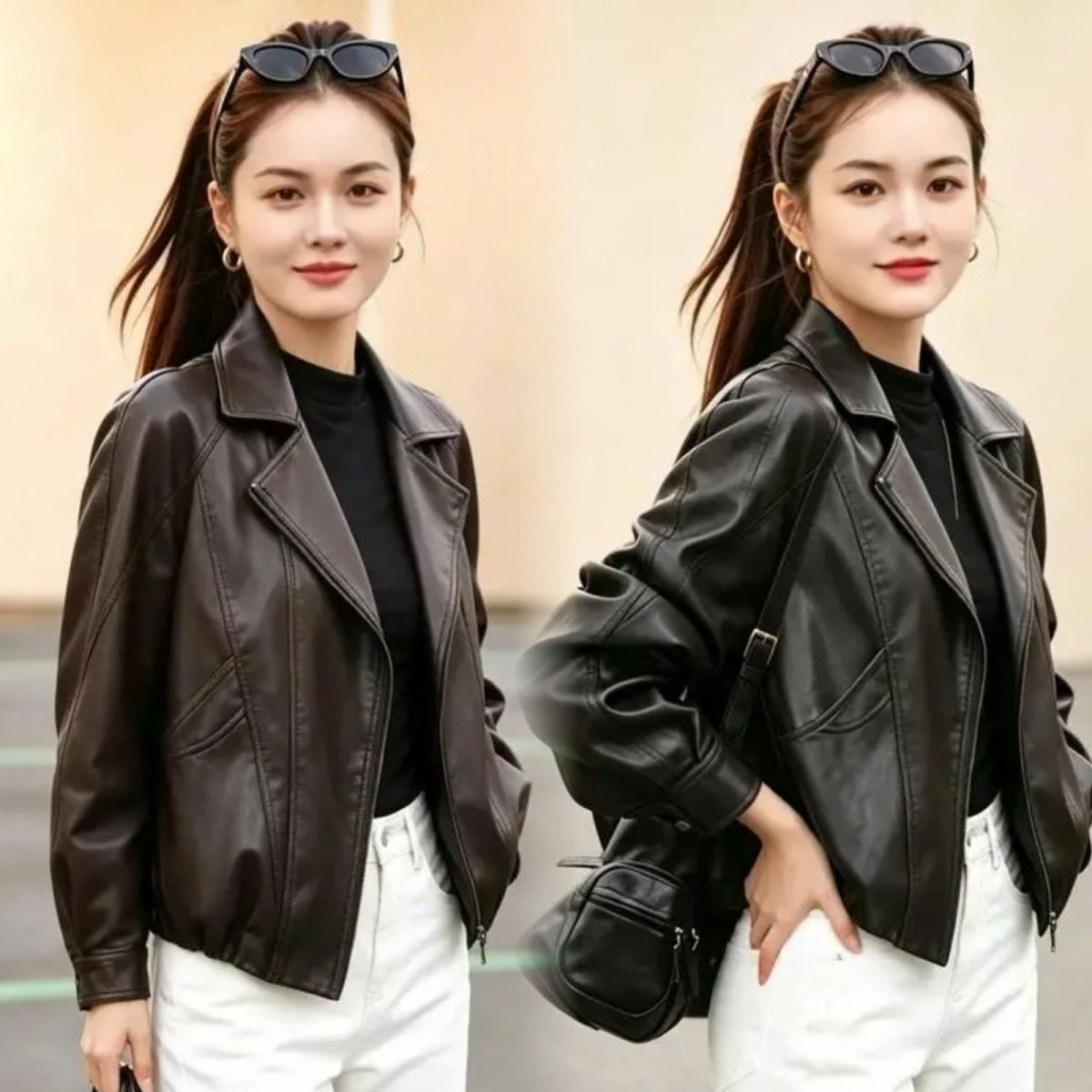 海宁皮衣女短款免洗软皮子修身皮夹克2026秋季西装领小个子外套女