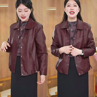 【气质女人专属】海宁短款2025春秋季皮衣外套女新款显瘦百搭上衣