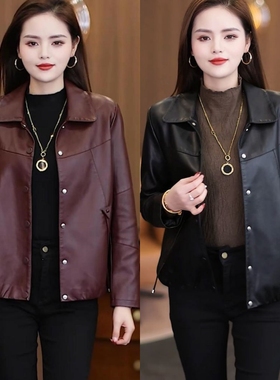 时尚皮衣外套女短款2025春秋新款减龄小个子宽松显瘦pu皮夹克上衣