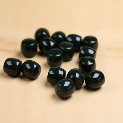 天然新疆和田玉黑青直切老型珠对孔散珠diy配饰手链项链文玩配件