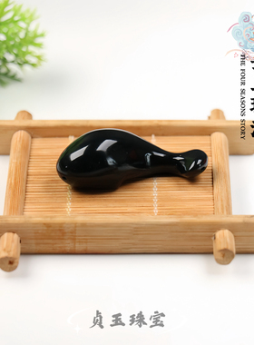 【墨玉琢浪】天然和田玉墨玉细料小海豚挂件男女款手链吊坠证书