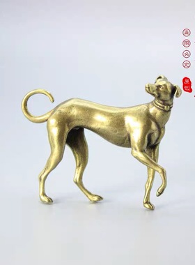 铜狗茶宠摆件招财狗家居客厅装饰黄铜猎犬工艺品办公室十二生肖狗