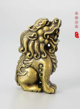 复古实心黄铜望天吼迷你茶宠桌面家居摆件纯铜貔貅镇宅手把件铜器
