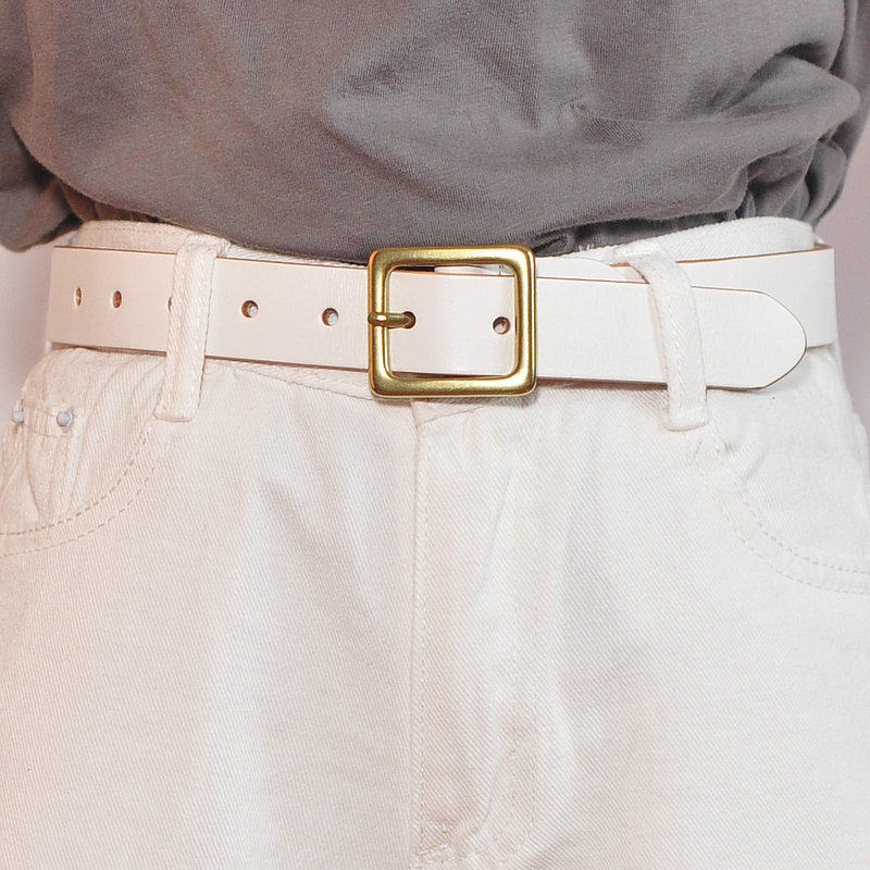 白色皮带女方扣头层牛皮简约百搭韩国时尚牛仔裤腰带宽款装饰真皮