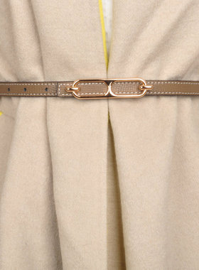 双面皮带女款真皮毛衣配饰大衣腰带女细牛皮配裙子连衣裙西装灰色