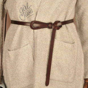 打结腰带配饰女士2025新款 饰小皮带 头层牛皮配裙子毛衣女细真皮装