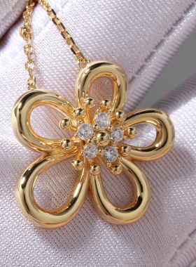 2025新款flowerlace大花项链女格桑花朵戒指耳环v金材质镀18K黄金