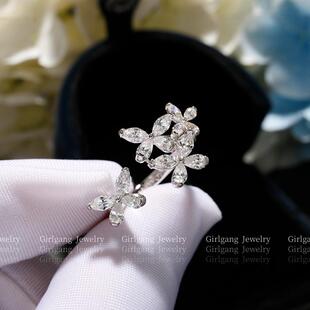 「幻影蝴蝶」戒指满钻戒指开口 小众设计开口甜美新款经典人工钻