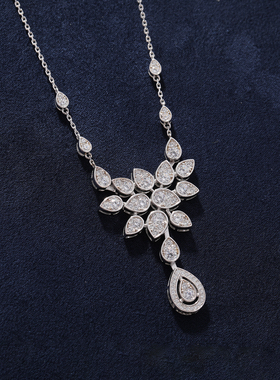 高定版约瑟芬水滴钻皇冠项链女925纯银镀18k白金锁骨链晚宴婚礼