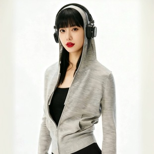 款 软薄天丝羊毛混纺纱连帽拉链弹力外套 alright经典 高品质正确版