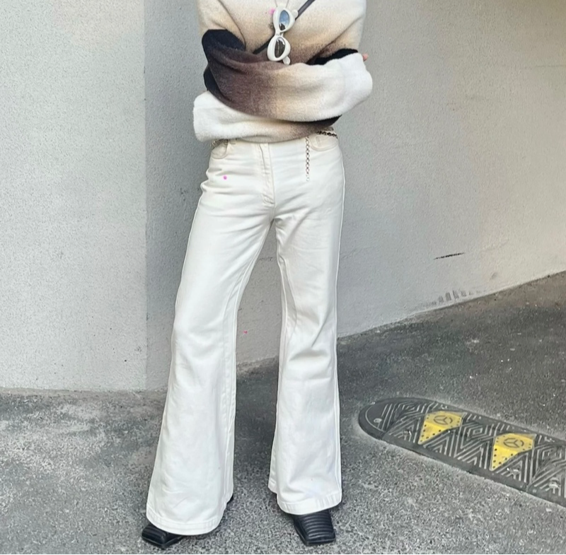 REFLEXION无性别结构设计感牛仔喇叭裤