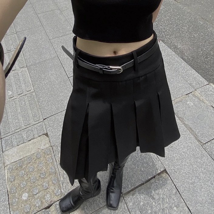 REFLEXION三面可穿百褶裙含羊毛挺括西装半身裙多穿法A字裙新款