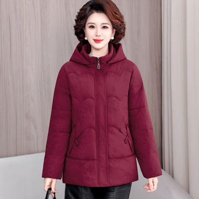 中老年羽绒棉服女2025新款时尚妈妈冬装加厚棉衣大码短款棉袄外套