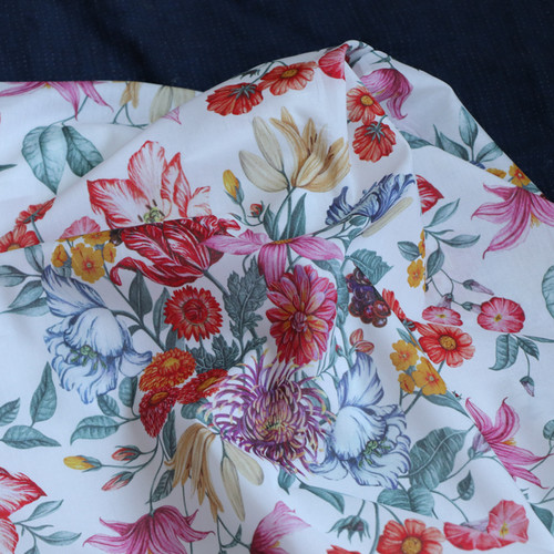 Stately 花菊80支平替LIBERTY长绒全棉印花布料面料数码女服装夏