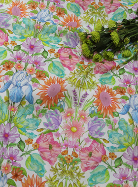 80支 高支全棉平替LIBERT国产长绒棉数码印花布料面料女服装轻薄