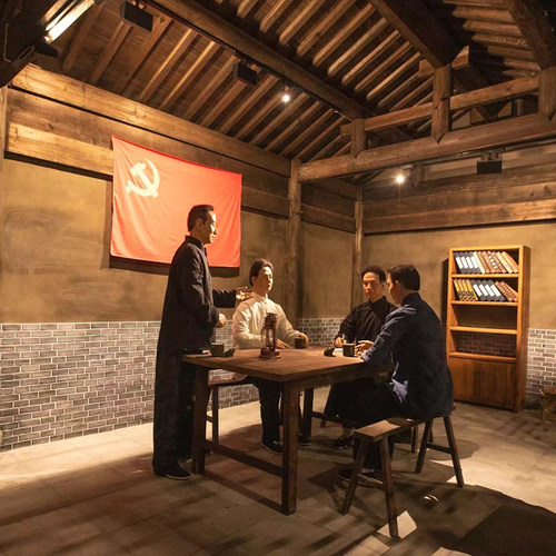 红军会议场景蜡像定制博物展览馆人物雕像硅胶仿真人1比1全身制作