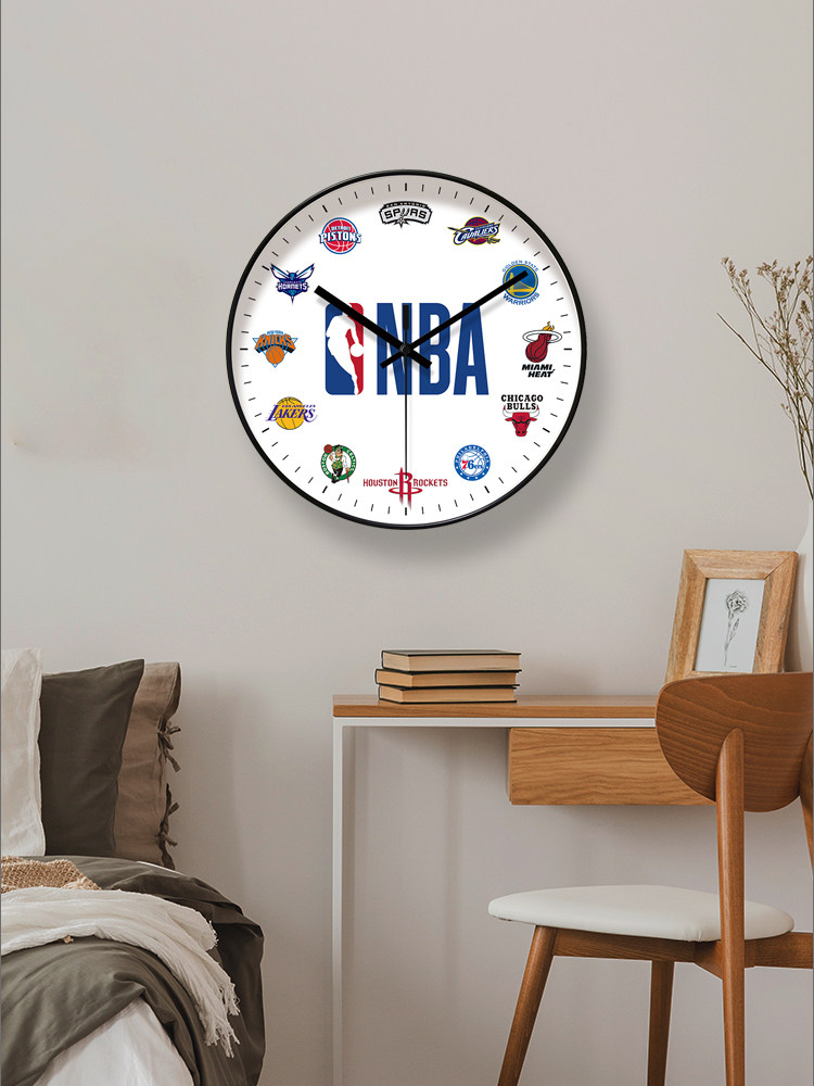 YIPULA 8243 NBA 농구 테마 벽시계 거실 시계 침실 시계 침실 자동 스윕 두 번째 쿼츠 시계