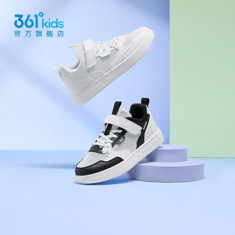 361°男童低帮板鞋大网眼新品2025夏季运动鞋粘扣休闲鞋K72523702