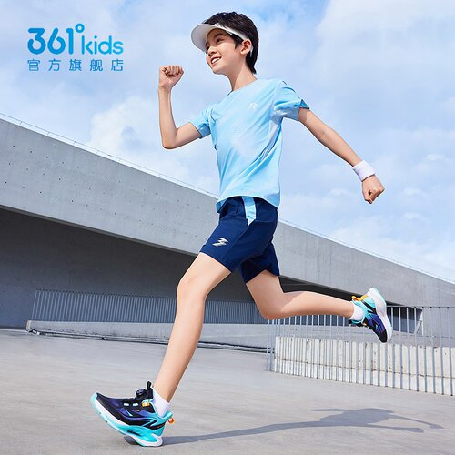 361°男女童风透网面旋钮扣跑步鞋新品2026春秋运动鞋N92613512B