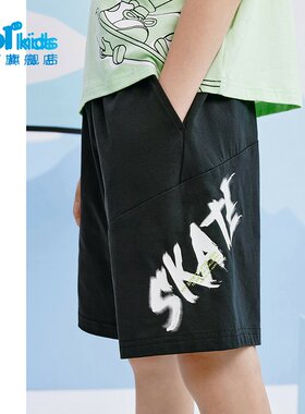 361°男童五分裤棉质新品2025夏休闲沙滩裤儿童针织短裤N52523503