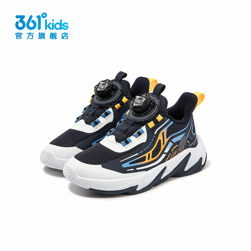 361°男童网面跑步鞋新品2024冬旋钮扣中小童防滑运动鞋K72444507