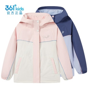 361°女童连帽加绒外套新品2025冬中大童防风拼色运动服K62541602