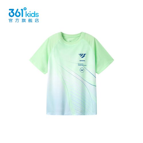 361°男童速干运动T恤新款2025夏季中大童渐变短袖透气K52521218