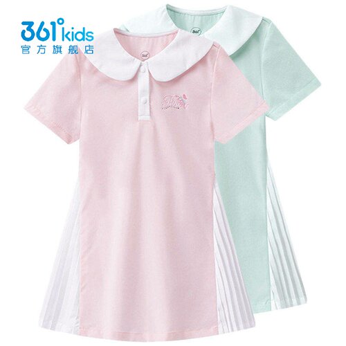 361°女童娃娃领连衣裙速干新品2026夏秋小童拼接运动裙K62624401