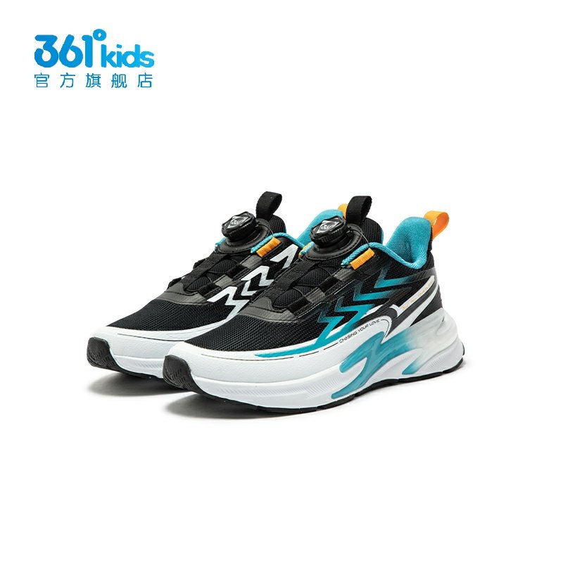 361°男童跑步鞋旋钮扣新品2024冬防滑中大童网面运动鞋K72443502