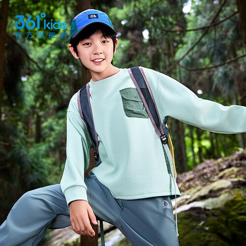 361男童套头卫衣圆领新品2025秋春拼接中大童户外运动衫N52532302
