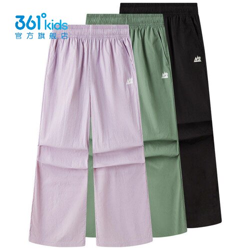 361°男女童速干运动裤直筒新品2026夏秋伞兵裤抽绳长裤N32622702