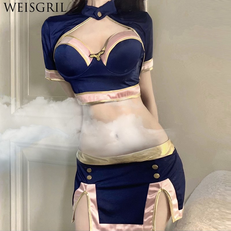 weisgril空姐制服诱或性感纯欲风夜场套装cosplay秘书装情调制服-封面