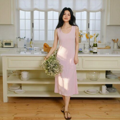 睡裙款夏带胸垫吊带睡衣女款夏可外穿条纹家居服V领甜美薄款