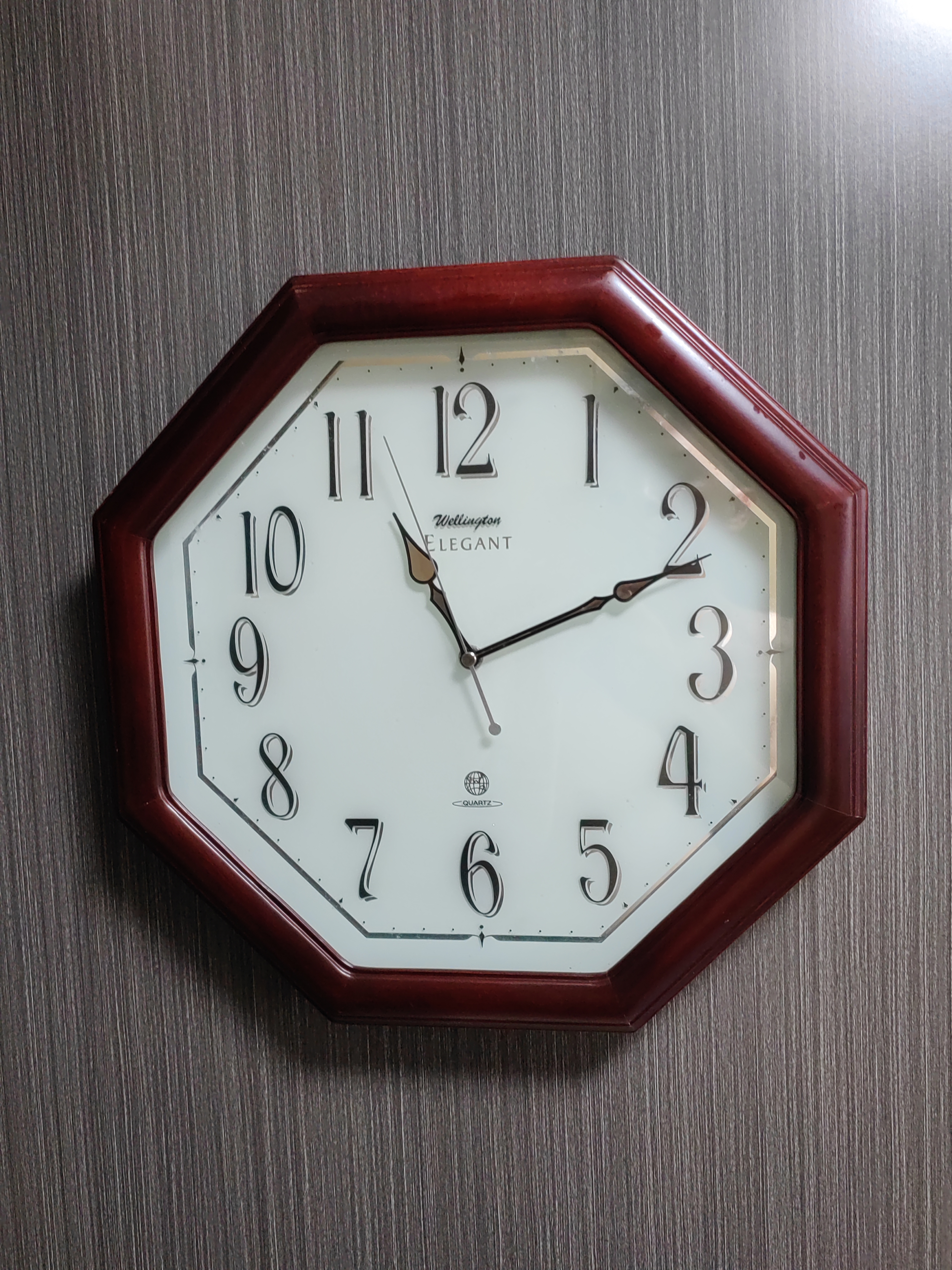 八角形挂钟实木威灵顿挂钟客厅钟表家用静音中式复古石英钟