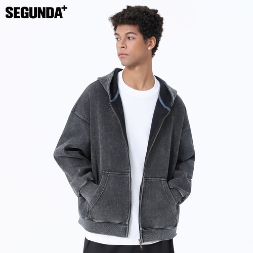 SEGUNDA+500g重磅华夫格拉链卫衣