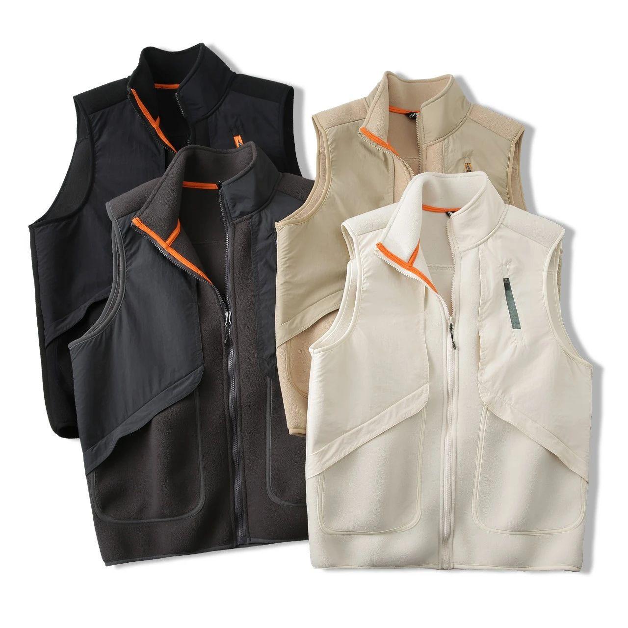 高密摇粒绒拼接户外时尚马甲背心