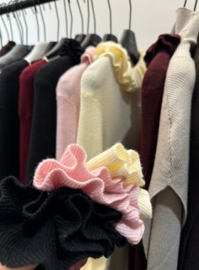 打底神器◆叠穿神器~花边半高领针织打底衫灰色内搭小众上衣女