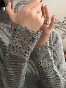 袖 女秋冬新款 口钩花半高领针织 100%纯羊毛堆堆领打底衫 限时福利