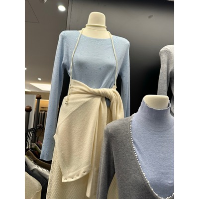 高端 轻奢2024冬季新款通体订钻含绵羊毛亲肤柔软多色羊毛衫上衣