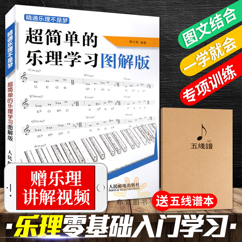 【赠视频】正版精通乐理不是梦 超简单的乐理图解版 乐理知识基础教材 音乐理论五线谱入门教材乐谱自学教程 初学钢琴吉他基本乐理
