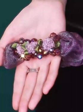 发圈新款年时尚皮筋头发2025爆款轻奢扎头优轻奢气质水晶紫色头饰