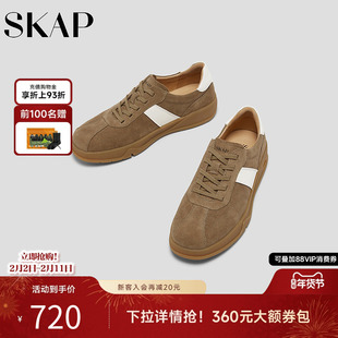 SKAP圣伽步男鞋2026春季新款德训鞋复古增高舒适厚底男款休闲鞋