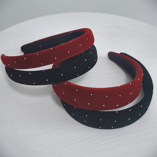 海绵加厚水钻发箍3/2cm植绒头箍高颅顶网红复古法式全包发箍饰品