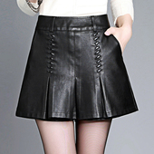 裙裤 PU阔腿皮短裤 显瘦靴裤 大码 裙 前裙后裤 女秋冬皮裤 2025高腰韩版