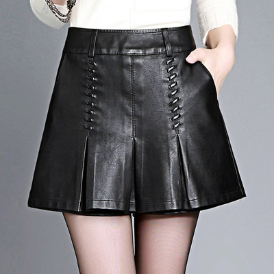 高腰PU皮短裤韩版短裤
