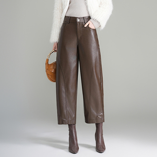 弯刀裤 宽松显瘦九分休闲裤 女皮裤 高腰洋气香蕉裤 秋冬2025新款 时尚